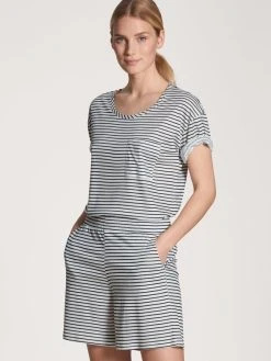 Calida 100% Nature Sleep Kurzarm-Shirt -CALIDA-Shop Calida 100 Nature Kurzarm Shirt blau 14758 339 4