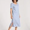 Calida 100% Nature Loungedress, Länge 120cm -CALIDA-Shop Calida 100 Nature Loungedress Laenge 120cm blau 34592 470
