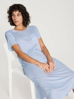 Calida 100% Nature Loungedress, Länge 120cm -CALIDA-Shop Calida 100 Nature Loungedress Laenge 120cm blau 34592 470 2