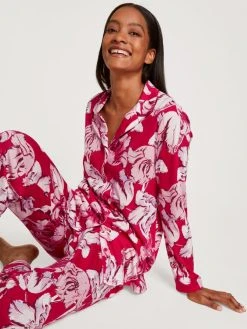 Calida Blooming Nights Pyjama, Durchgeknöpft -CALIDA-Shop Calida Blooming Nights Pyjama durchgeknoepft rot 43252 176 2
