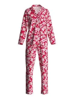 Calida Blooming Nights Pyjama, Durchgeknöpft -CALIDA-Shop Calida Blooming Nights Pyjama durchgeknoepft rot 43252 176 7