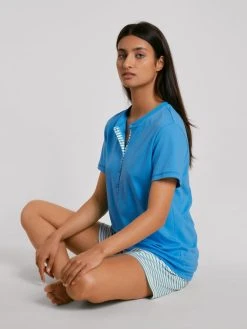 Calida Daylight Dreams Kurz-Pyjama 12 Calida Daylight Dreams Kurz-Pyjama -CALIDA-Shop Calida Daylight Dreams Kurz Pyjama blau 42154 474 4