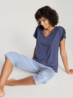 Calida Favourites Daisy Kurzarm-Shirt, V-Neck 13 Calida Favourites Daisy Kurzarm-Shirt, V-Neck -CALIDA-Shop Calida Favourites Daisy Kurzarm Shirt V Neck violett 14337 377