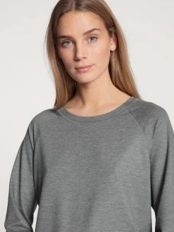 Calida Favourites Lounge Sweat-Shirt, Raglanärmel -CALIDA-Shop Calida Favourites Lounge Shirt langarm grau meliert 15937 956 3