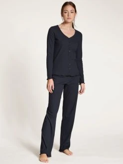 Calida Favourites Marine Langarm-Shirt, Durchgeknöpft -CALIDA-Shop Calida Favourites Marine Langarm Shirt durchgeknoepft blau 15859 339 2