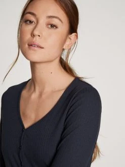 Calida Favourites Marine Langarm-Shirt, Durchgeknöpft -CALIDA-Shop Calida Favourites Marine Langarm Shirt durchgeknoepft blau 15859 339 3