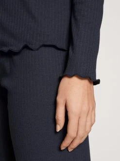 Calida Favourites Marine Langarm-Shirt, Durchgeknöpft -CALIDA-Shop Calida Favourites Marine Langarm Shirt durchgeknoepft blau 15859 339 4