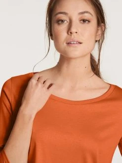Calida Favourites Blossom Shirt, 3/4-Arm -CALIDA-Shop Calida Favourites Marine Shirt 34 Arm orange 15052 056 3