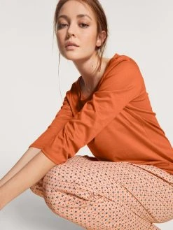 Calida Favourites Blossom Shirt, 3/4-Arm -CALIDA-Shop Calida Favourites Marine Shirt 34 Arm orange 15052 056 4