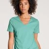 Calida Favourites Ornament Kurzarm-Shirt, V-Neck 2 Calida Favourites Ornament Kurzarm-Shirt, V-Neck -CALIDA-Shop Calida Favourites Ornament T Shirt V Neck tuerkis 14051 566 1622639773