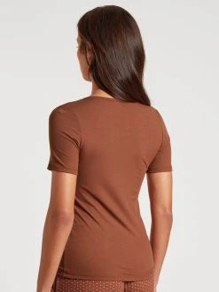 Calida Favourites Provence Kurzarm-Shirt, Feinripp -CALIDA-Shop Calida Favourites Provence Kurzarm Shirt Feinripp braun 14032 107 1