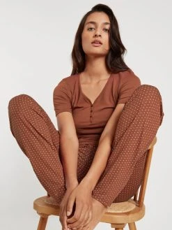 Calida Favourites Provence Kurzarm-Shirt, Feinripp -CALIDA-Shop Calida Favourites Provence Kurzarm Shirt Feinripp braun 14032 107 4