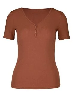 Calida Favourites Provence Kurzarm-Shirt, Feinripp -CALIDA-Shop Calida Favourites Provence Kurzarm Shirt Feinripp braun 14032 107 5