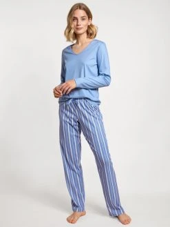 Calida Special Langarm-Shirt, V-Neck -CALIDA-Shop Calida Favourites Special Langarm Shirt V Neck blau 15145 404 2