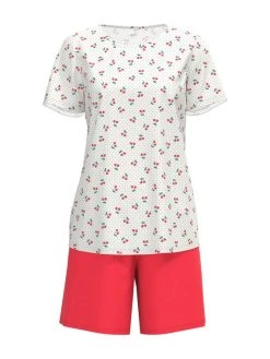 Calida Fruity Dreams Kurz-Pyjama -CALIDA-Shop Calida Fruity Dreams Kurz Pyjama rot weiss 43253 136 6