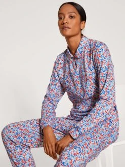 Calida Liberty Dreams Bündchen-Pyjama -CALIDA-Shop Calida Liberty Dreams Buendchen Pyjama blau rot 43853 174 4