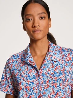 Calida Liberty Dreams Kurz-Pyjama, Durchgeknöpft -CALIDA-Shop Calida Liberty Dreams Kurz Pyjama durchgeknoepft blau rot 43553 174 2