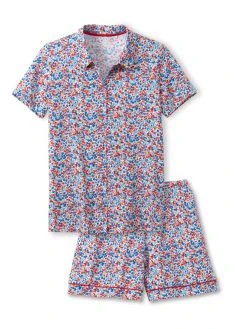Calida Liberty Dreams Kurz-Pyjama, Durchgeknöpft -CALIDA-Shop Calida Liberty Dreams Kurz Pyjama durchgeknoepft blau rot 43553 174 neu
