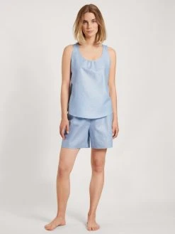 Calida Linen Nights Kurz-Pyjama -CALIDA-Shop Calida Linen Nights Kurz Pyjama blau 40657 481 1