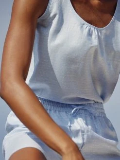 Calida Linen Nights Kurz-Pyjama -CALIDA-Shop Calida Linen Nights Kurz Pyjama blau 40657 481 3