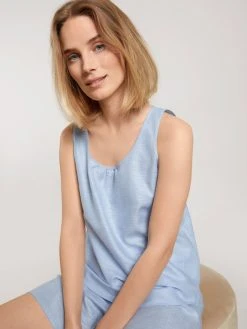 Calida Linen Nights Kurz-Pyjama -CALIDA-Shop Calida Linen Nights Kurz Pyjama blau 40657 481 7