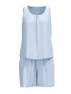 Calida Linen Nights Kurz-Pyjama -CALIDA-Shop Calida Linen Nights Kurz Pyjama blau 40657 481 8