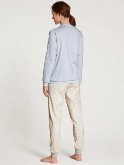 Calida Midnight Checks Bündchen-Pyjama -CALIDA-Shop Calida Midnight Checks Buendchen Pyjama beige blau 43456 521 1