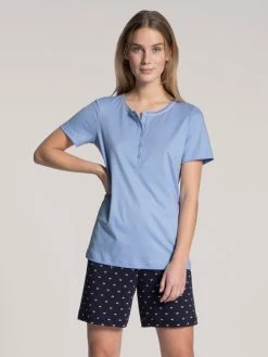 Calida Night Lovers Kurz-Pyjama 11 Calida Night Lovers Kurz-Pyjama -CALIDA-Shop Calida Night Lovers Kurz Pyjama blau 43429 339 3