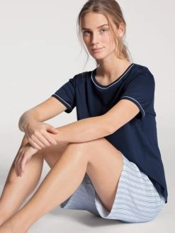 Calida Sweet Dreams Kurz-Pyjama 9 Calida Sweet Dreams Kurz-Pyjama -CALIDA-Shop Calida Sweet Dreams Kurz Pyjama Rundhals blau 40136 488 2