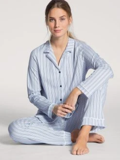 Calida Sweet Dreams Pyjama, Durchgeknöpft -CALIDA-Shop Calida Sweet Dreams Pyjama durchgeknoepft blau gestreift 40485 488 2