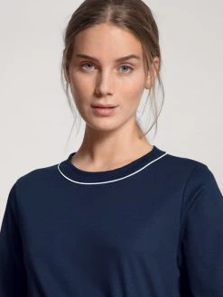 Calida Sweet Dreams Bündchen-Pyjama 12 Calida Sweet Dreams Bündchen-Pyjama -CALIDA-Shop Calida Sweet Dreams Pyjama langarm mit Buendchen Rundhals blau 40385 488 4