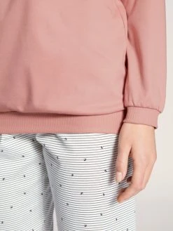 Calida Sweet Dreams Bündchen-Pyjama -CALIDA-Shop Calida Sweet Dreams Pyjama langarm mit Buendchen Rundhals rosa weiss 40536 251 3