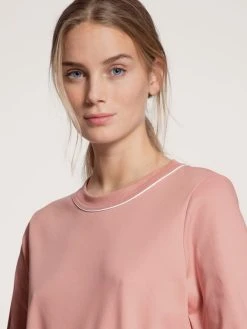 Calida Sweet Dreams Bündchen-Pyjama -CALIDA-Shop Calida Sweet Dreams Pyjama langarm mit Buendchen Rundhals rosa weiss 40536 251 4