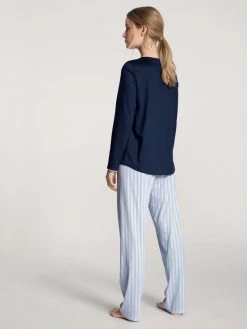 Calida Sweet Dreams Pyjama Lang -CALIDA-Shop Calida Sweet Dreams Pyjama langarm mit Knopfleiste blau 40285 488