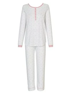 Calida Sweet Dreams Pyjama, Lang -CALIDA-Shop Calida Sweet Dreams Pyjama langarm mit Knopfleiste rosa weiss 40336 251 1630336019