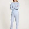 Calida Elegant Dreams Bündchen-Pyjama 1 Calida Elegant Dreams Bündchen-Pyjama -CALIDA-Shop Calida Elegant Dreams Pyjama Buendchen blau 41758 470