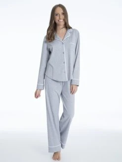 DKNY New Signature Jersey-Schlafanzug, Geknöpft