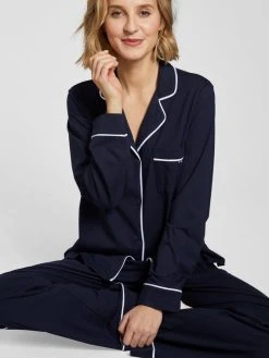 DKNY New Signature Jersey-Schlafanzug, Geknöpft -CALIDA-Shop DKNY Nacht New Signature Jersey Schlafanzug geknoepft blau YI2719259 400 2