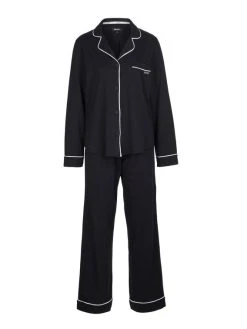 DKNY New Signature Jersey-Schlafanzug, Geknöpft -CALIDA-Shop DKNY Nacht New Signature Jersey Schlafanzug geknoepft blau YI2719259 400 3