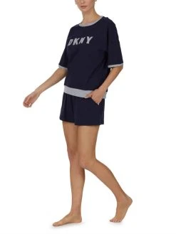 DKNY New Signature Kurz-Pyjama -CALIDA-Shop DKNY Nacht New Signature Kurz Pyjama blau YI3919259 400 3