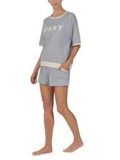 DKNY New Signature Kurz-Pyjama -CALIDA-Shop DKNY Nacht New Signature Kurz Pyjama grau YI3919259 030 2
