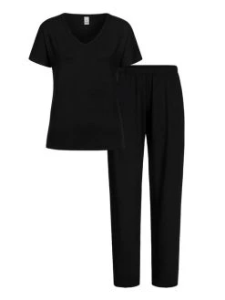 Erlich Textil Luna Pyjama, Lang -CALIDA-Shop Erlich Textil Nora Pyjama lang schwarz 440127875050 SET 750 3
