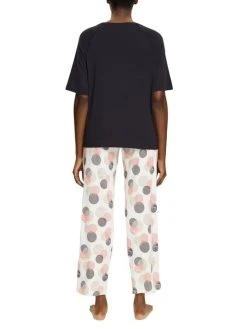 ESPRIT Seasonal Print Pyjama Mit Kurzarm-Shirt -CALIDA-Shop Esprit Seasonal Print Pyjama mit Kurzarm Shirt schwarz 013ER1Y336 003 1