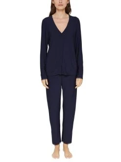 ESPRIT Soft Stripes Durchgeknöpfter Pyjama