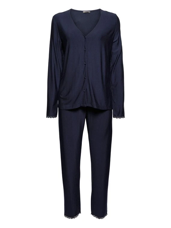 ESPRIT Soft Stripes Durchgeknöpfter Pyjama 5 ESPRIT Soft Stripes Durchgeknöpfter Pyjama – Bild 3