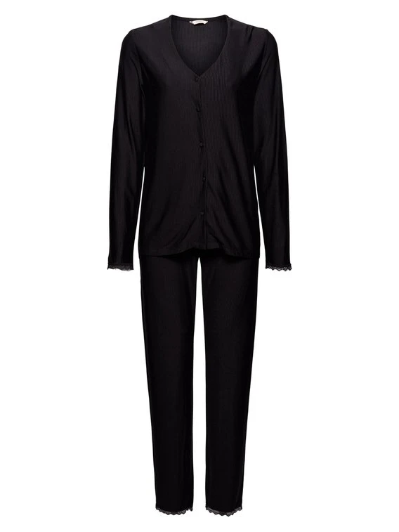 ESPRIT Soft Stripes Durchgeknöpfter Pyjama 5 ESPRIT Soft Stripes Durchgeknöpfter Pyjama – Bild 3