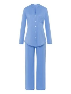HANRO Cotton Deluxe Pyjama, Geknöpft -CALIDA-Shop Hanro Cotton Deluxe Pyjama geknoepft blau 077956 2596 3