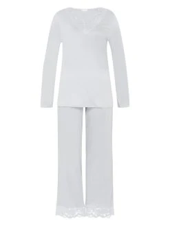 HANRO Mae Damen-Pyjama Mit Spitze -CALIDA-Shop Hanro Mae Damen Pyjama mit Spitze grau 076235 2654 4