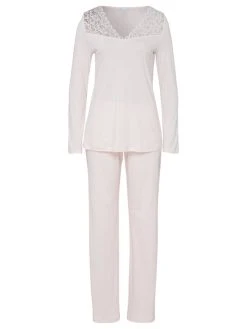 HANRO Moments Pyjama Mit Spitze 7 HANRO Moments Pyjama Mit Spitze -CALIDA-Shop Hanro Moments Pyjama mit Spitze rosa 077932 1334 2