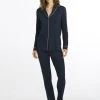 HANRO Natural Comfort Pyjama Lang, Durchgeknöpft -CALIDA-Shop Hanro Natural Comfort Pyjama lang durchgeknoepft blau 077966 1610